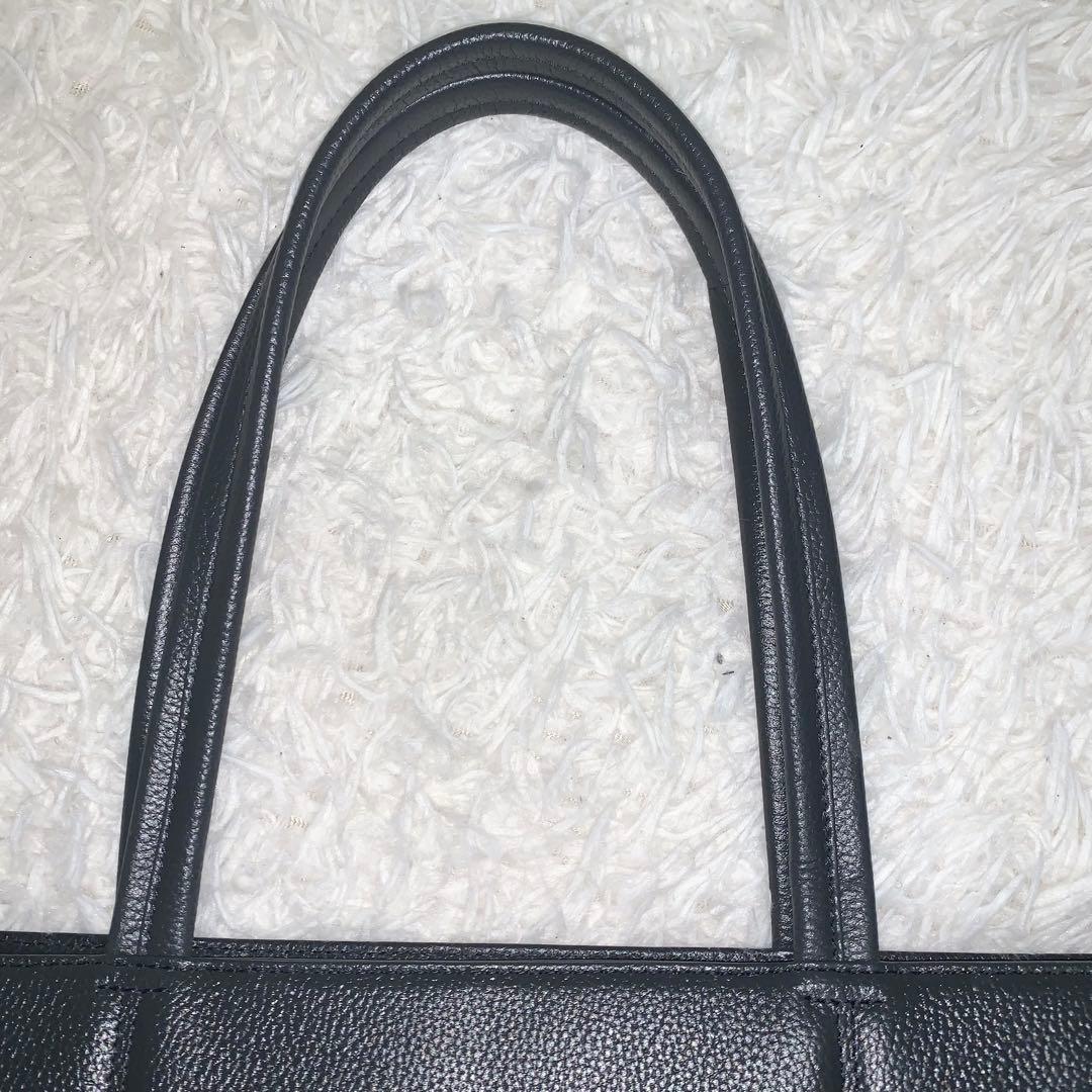 未使用級 SHIPS スマート レザー トートバッグ大容量 A4可 ダークグレー