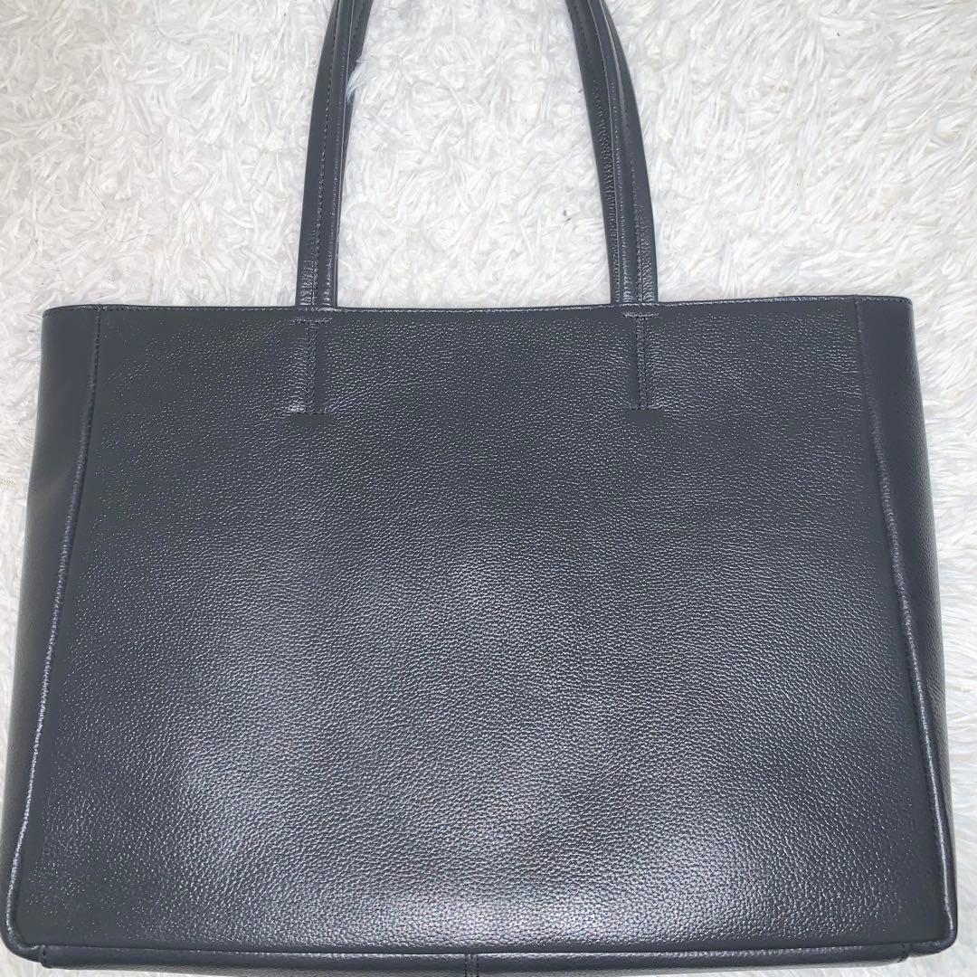 未使用級 SHIPS スマート レザー トートバッグ大容量 A4可 ダークグレー