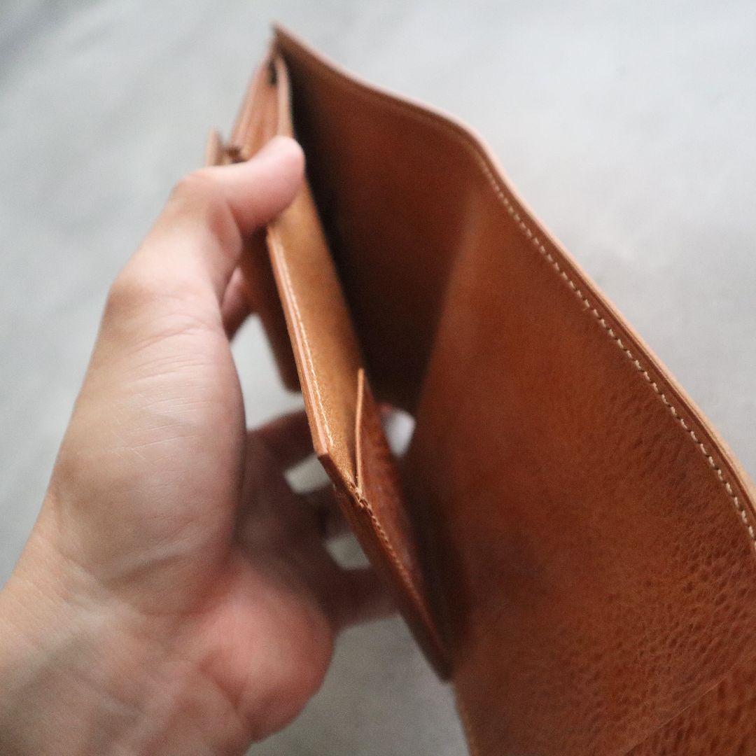 【即日発送可】オコシ金具の三つ折り財布　イタリアンレザー