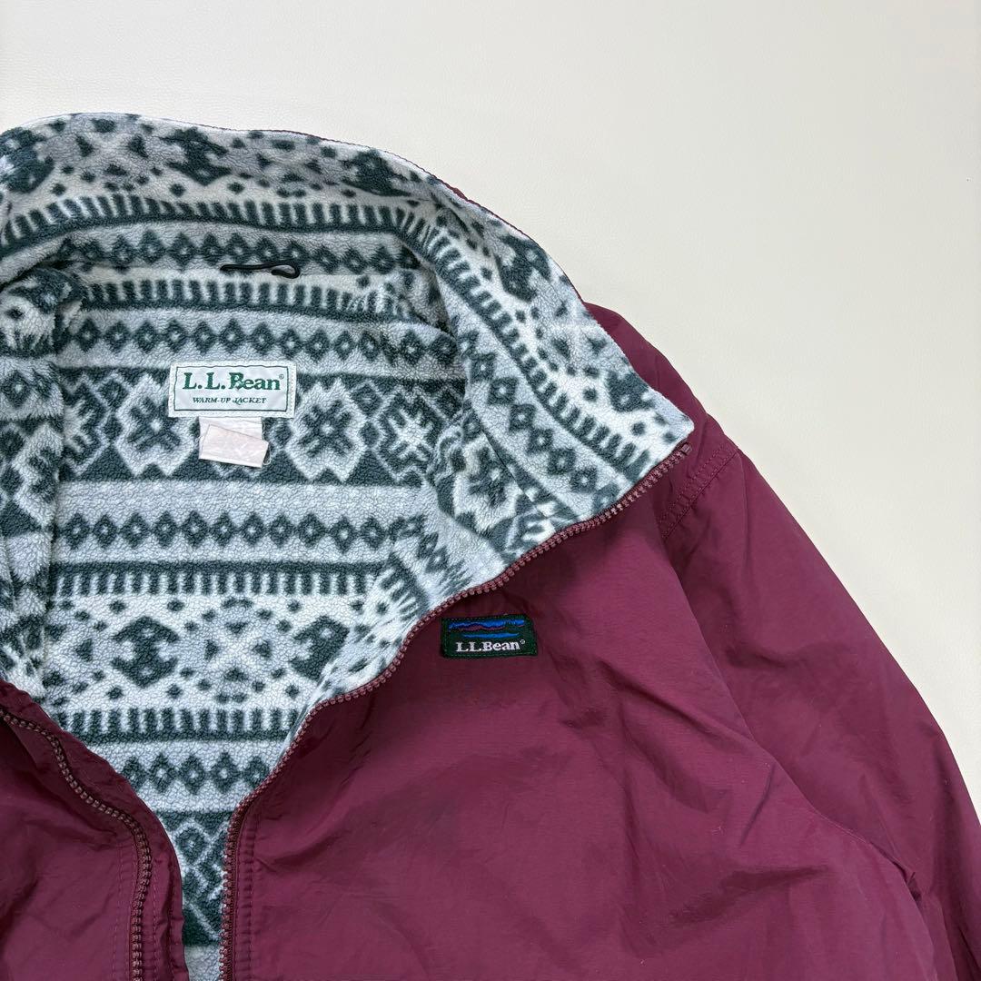 【極上】90s USA製L.L.BEAN ウォームアップジャケット ボルドー短丈