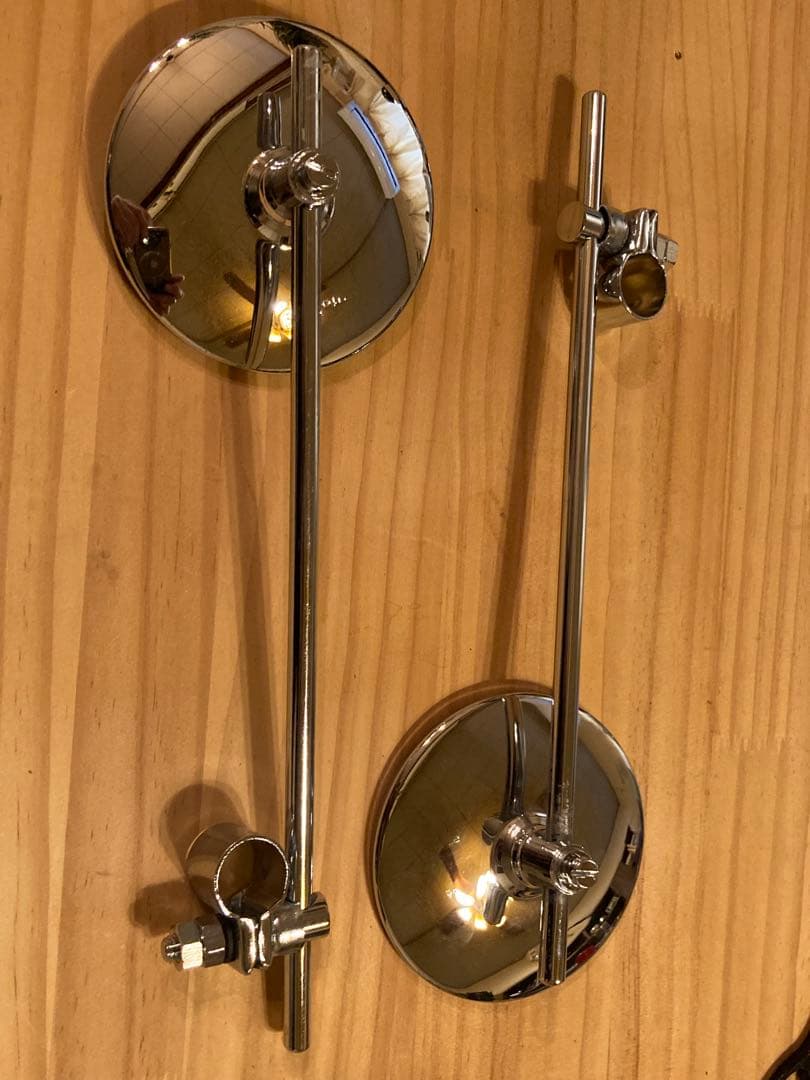 サイドミラー　クローム　ラウンド　２２.２mm クランプ　ビンテージ　左右セット