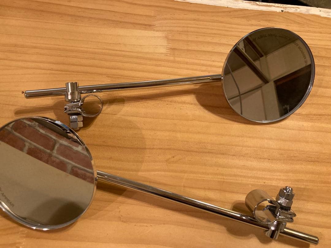 サイドミラー　クローム　ラウンド　２２.２mm クランプ　ビンテージ　左右セット