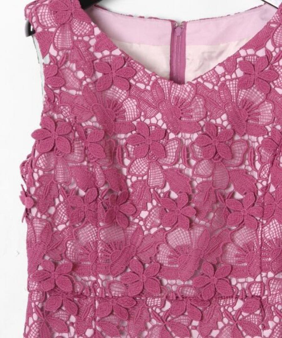 【美品】グレースコンチネンタル フラワーレースタイトワンピースピンク 36