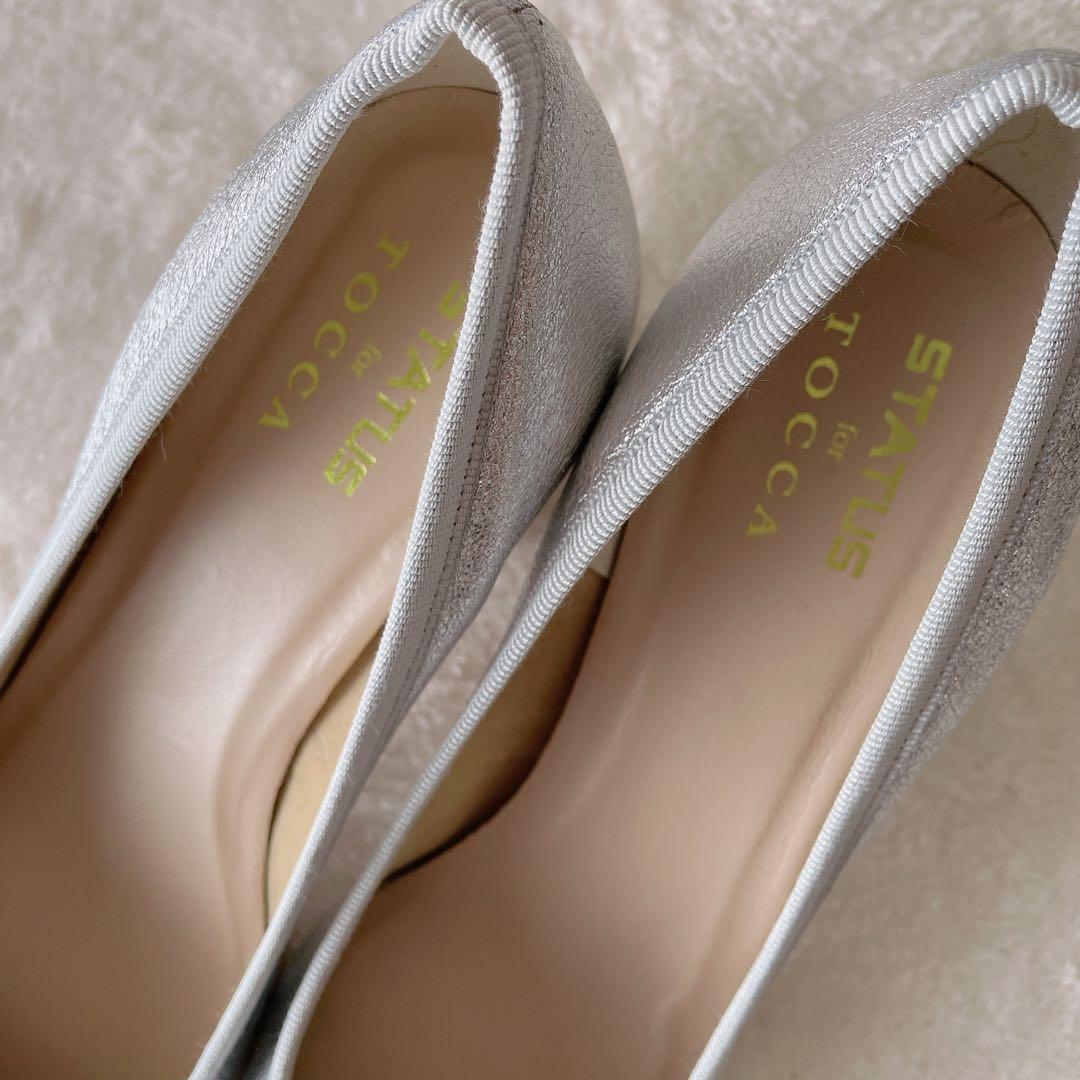 シロクマ様極美品‪☆STATUS for TOCCAコラボシルバーパンプスリボン