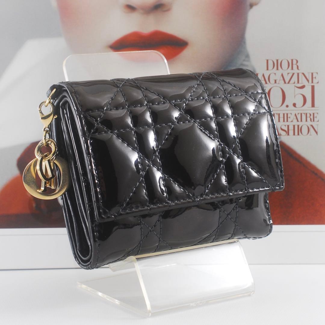 ＊Lady Dior＊ディオール＊エナメル＊ロータスウォレット＊カナージュ