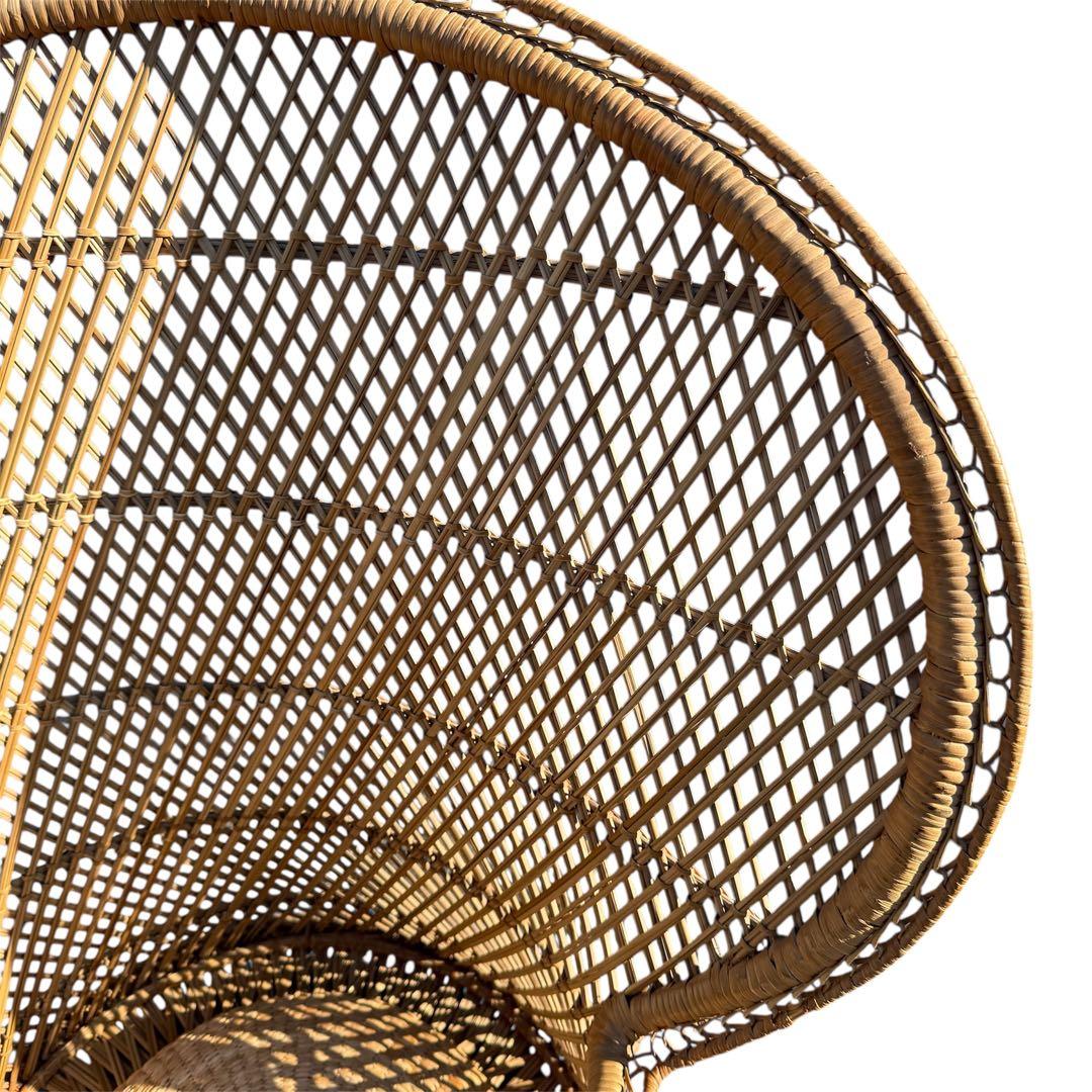 ラタン 籐 籐製 アンティーク ピーコックチェア 籐家具 程度良好 座布団付き