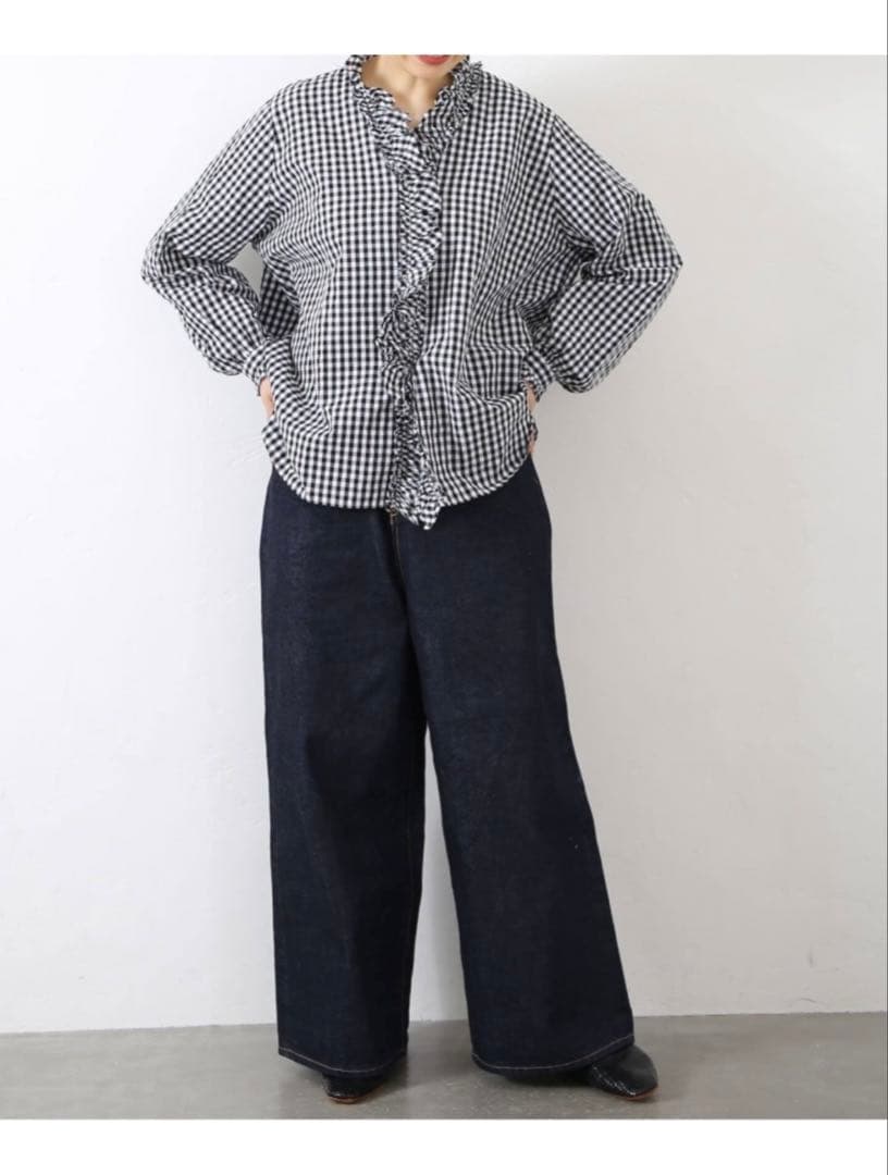 journal standard luxe ギンガム　ブラウス ブラック