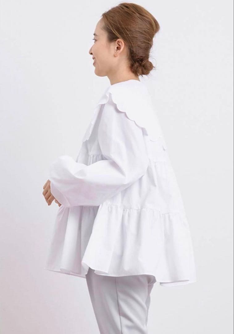 ※paaaag※美品 yori スカラップロングスリーブブラウス