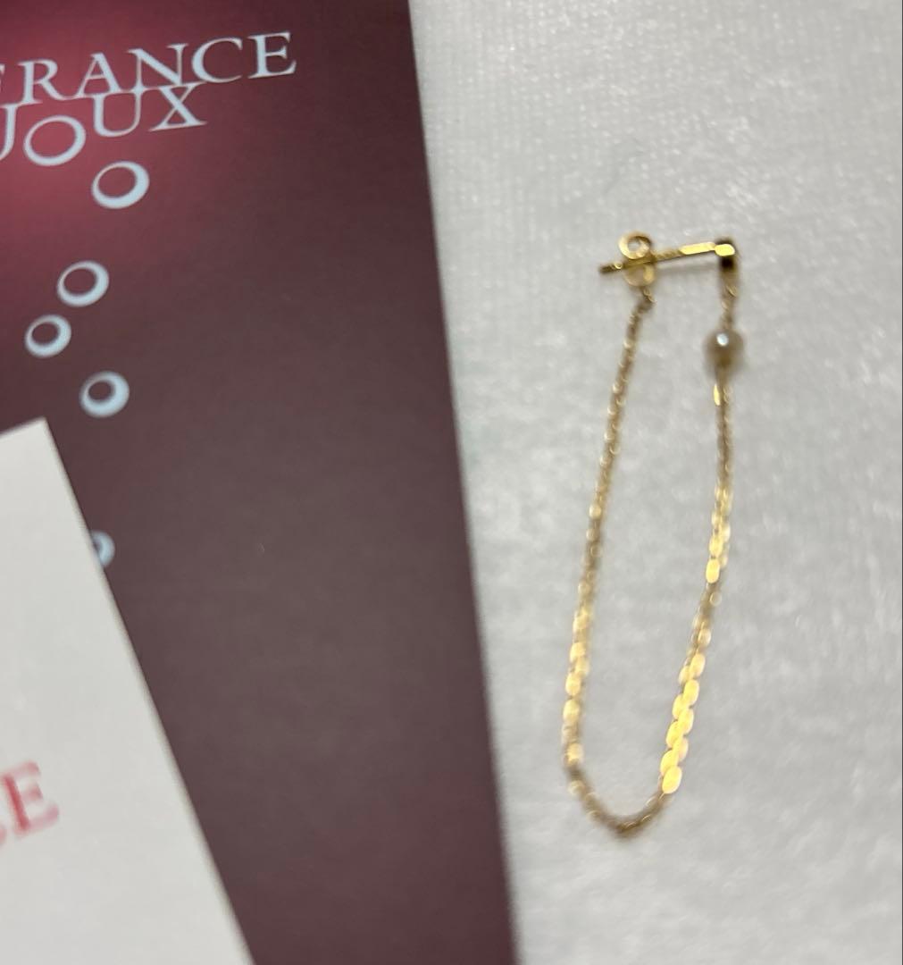 Sweet Pea ダイヤ パールチェーンループピアス 片耳 K18