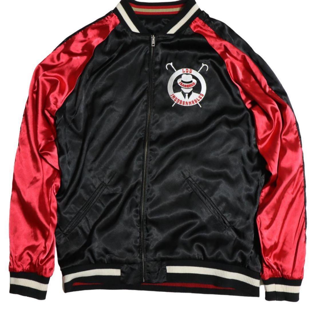 レア　スカジャン　刺繍　メンズ　新日本プロレス　リバーシブル　内藤哲也　スカル