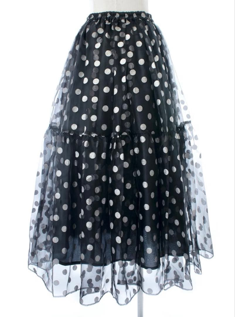 新品未使用　OBLI シルバードットオーガンジースカート