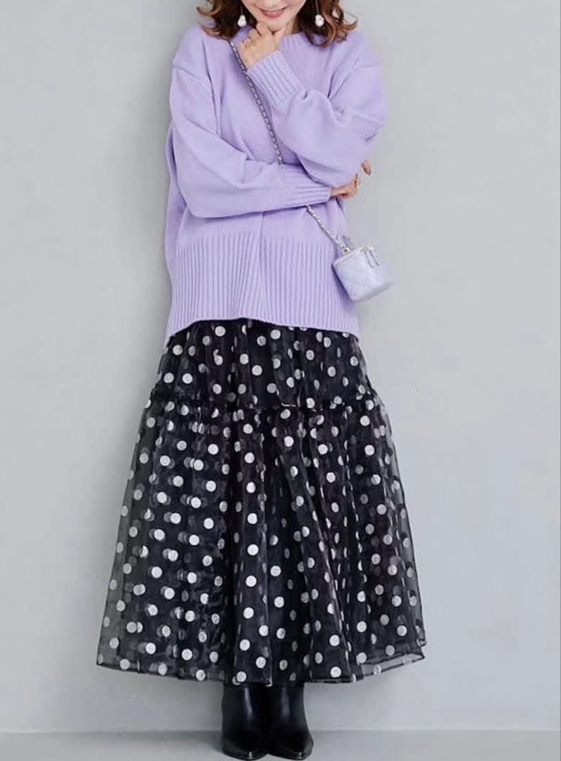 新品未使用　OBLI シルバードットオーガンジースカート