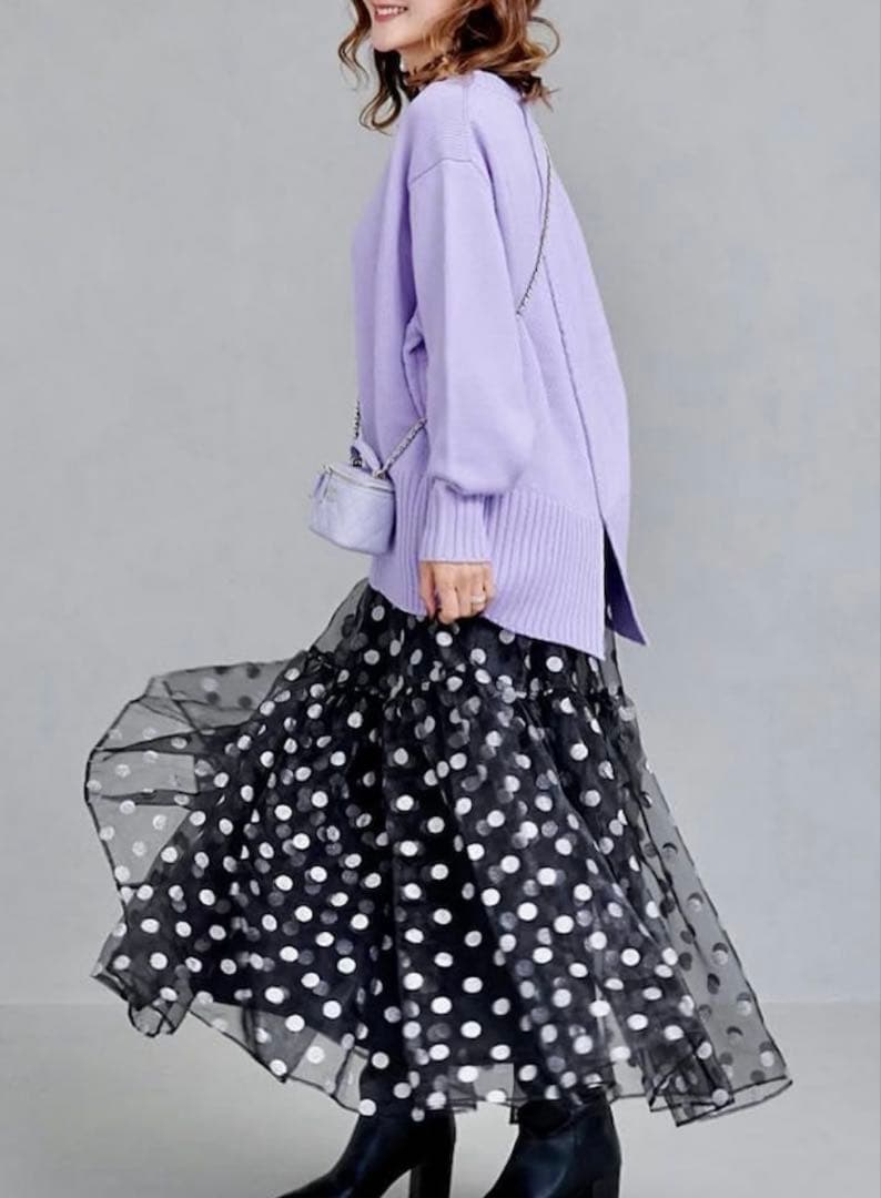 新品未使用　OBLI シルバードットオーガンジースカート