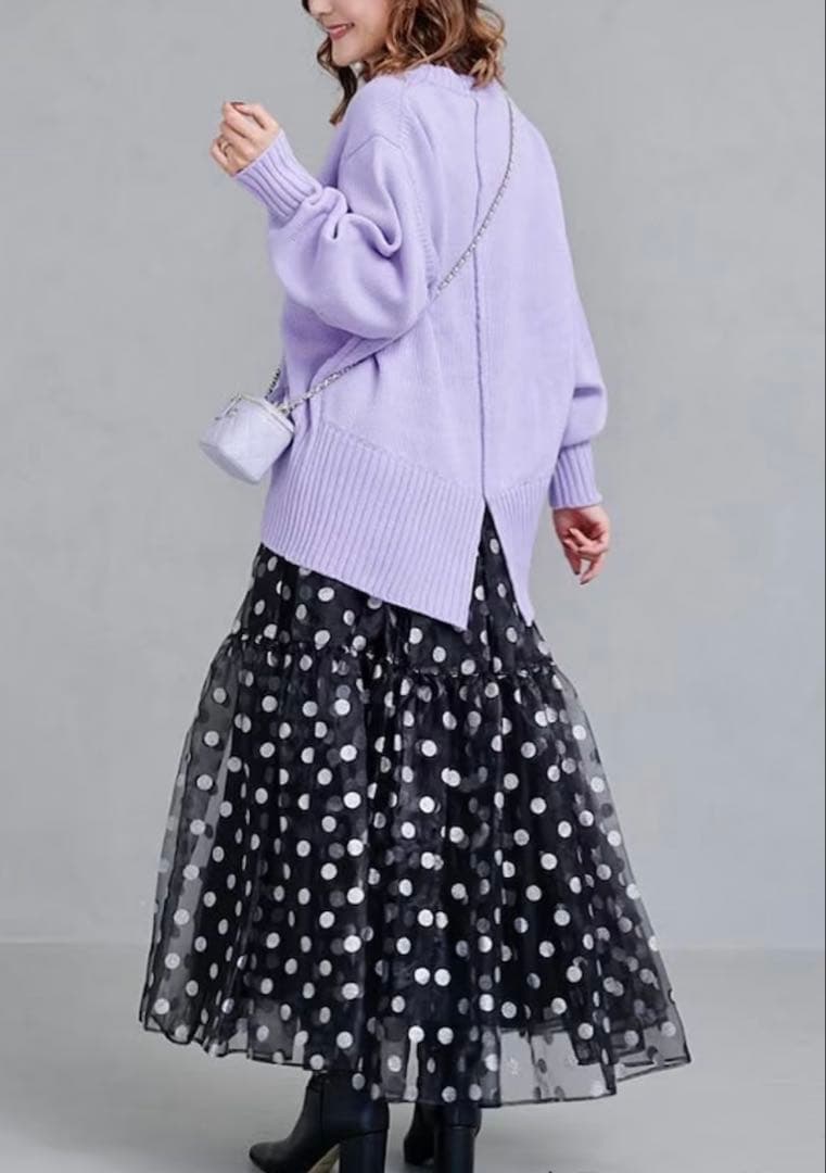 新品未使用　OBLI シルバードットオーガンジースカート