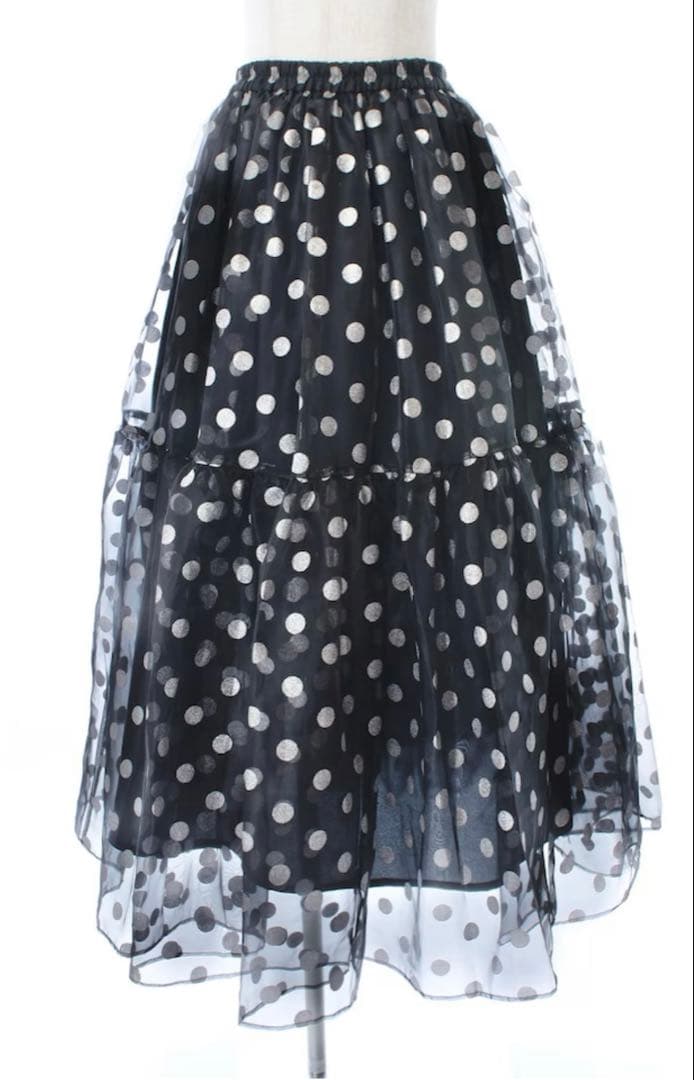 新品未使用　OBLI シルバードットオーガンジースカート