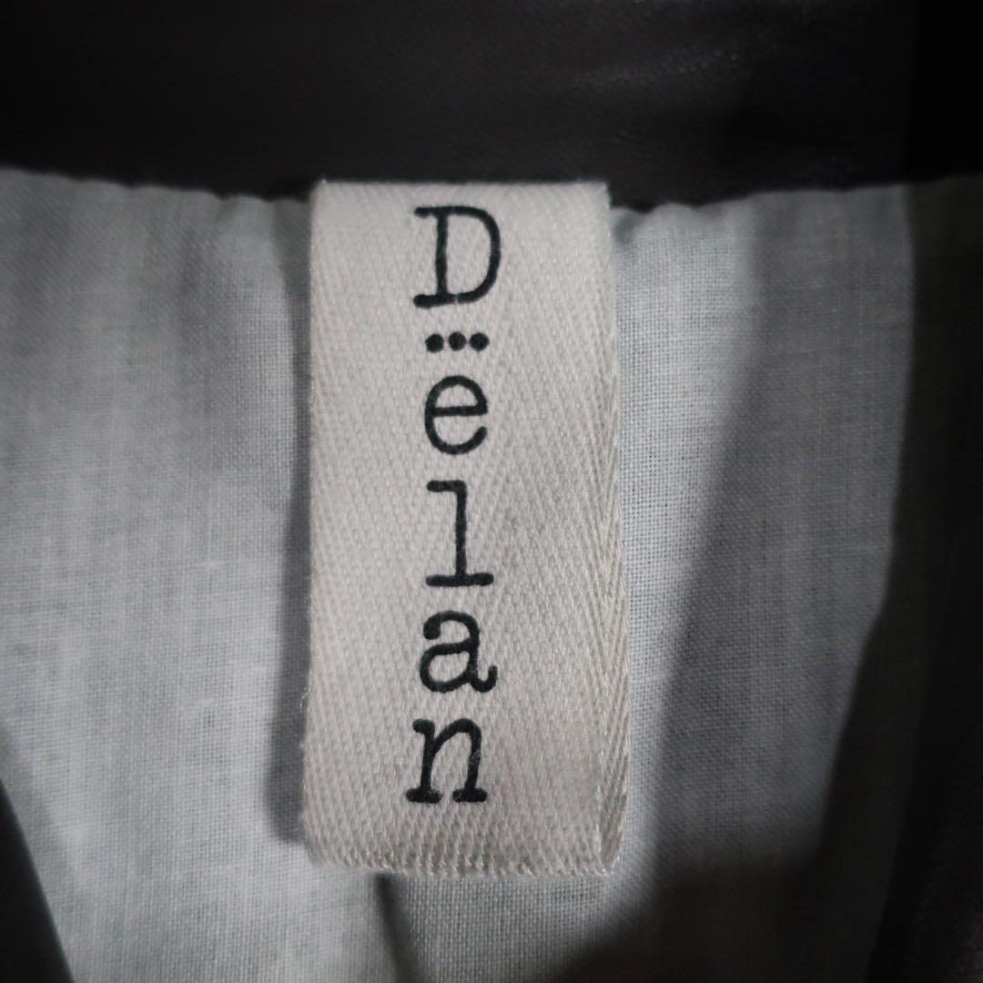 Delan シングル ライダース レザー ジャケット 襟付き Sサイズ 黒上質.