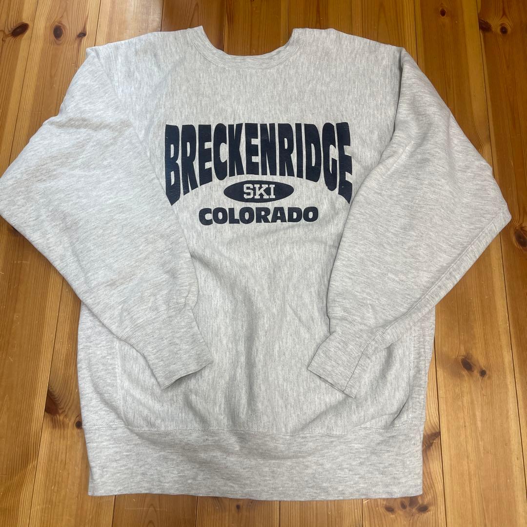 90's reverse weave 刺繍タグ　アメリカ製　グレー　3段プリント