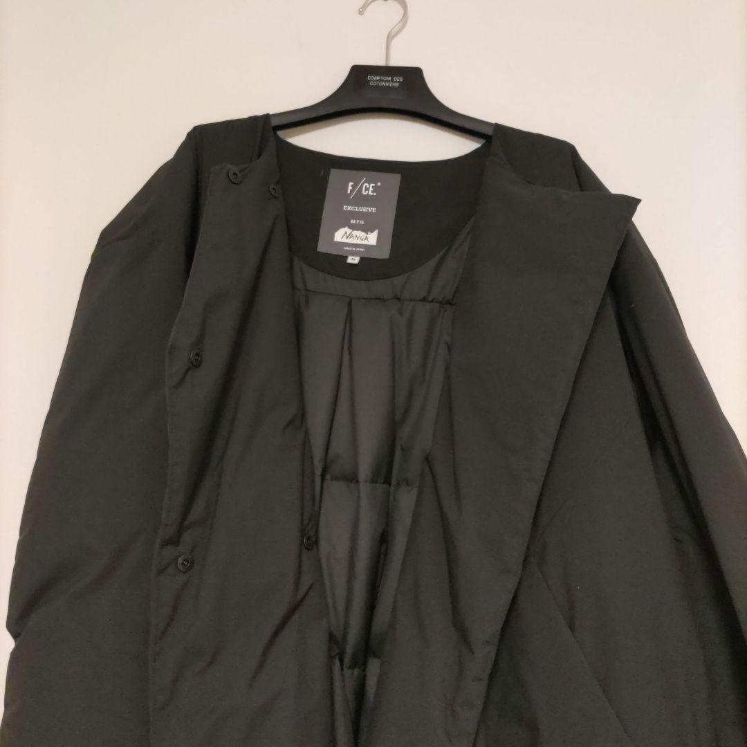 F/CE. NANGAエクスクルーシブ ノーカラーロングダウンコート ブラックM