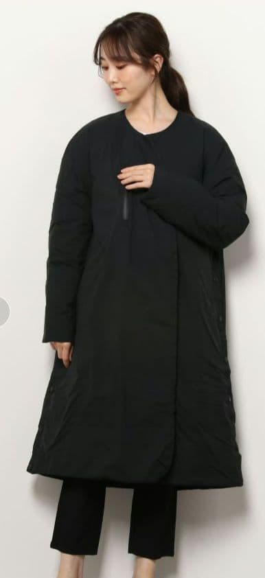 F/CE. NANGAエクスクルーシブ ノーカラーロングダウンコート ブラックM