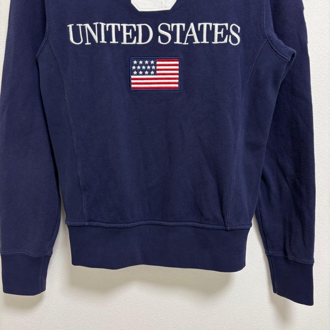 90sポロラルフローレン ネイビー ジップアップ スウェット アメリカ 国旗