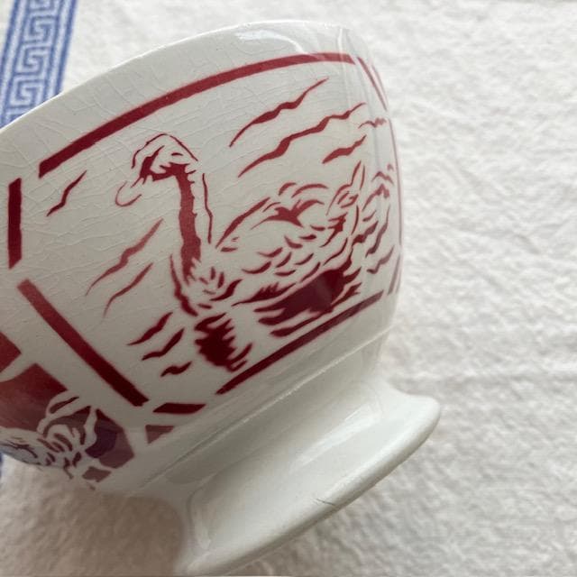 ◆レア◆リュネヴィル白鳥カフェオレボウル赤スワンサルグミンヌ雅姫さんハグオーワー