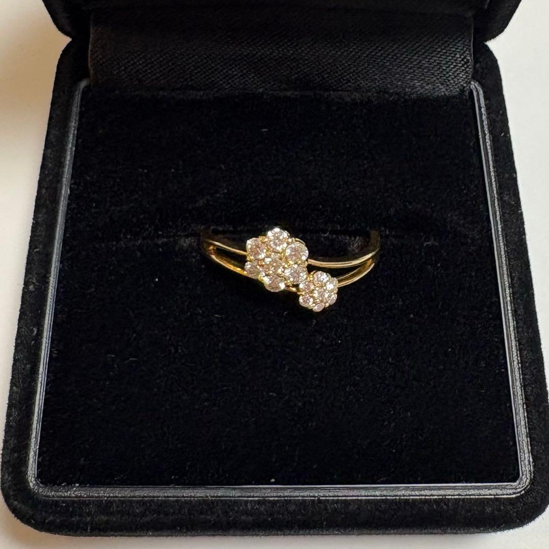 K18　ダイヤモンド　指輪　リング　お花