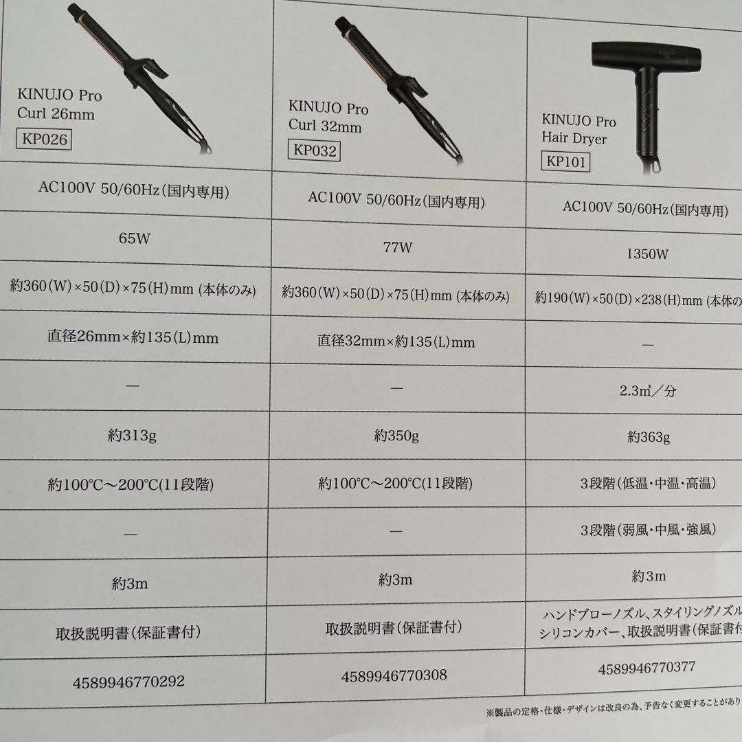 KINUJO Curl 32 カールヘアアイロン　PRO