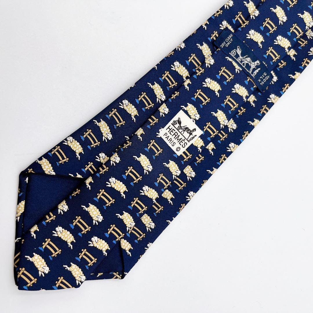 【極美品】 希少✨エルメス ネクタイ 総柄 ヒツジ