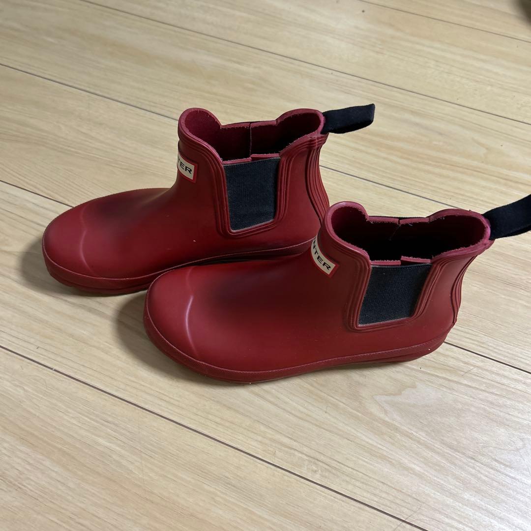 HUNTER 長靴 レインブーツ チェルシーサイドゴアショートブーツ レッド