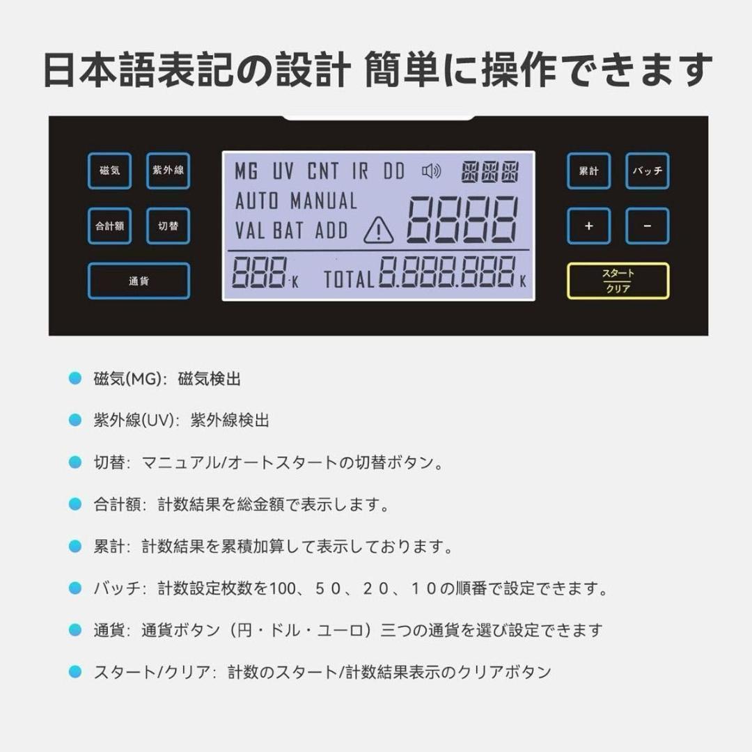 紙幣カウンター【日本専用・新紙幣対応】マネーカウンター (最新LCDスクリーン)