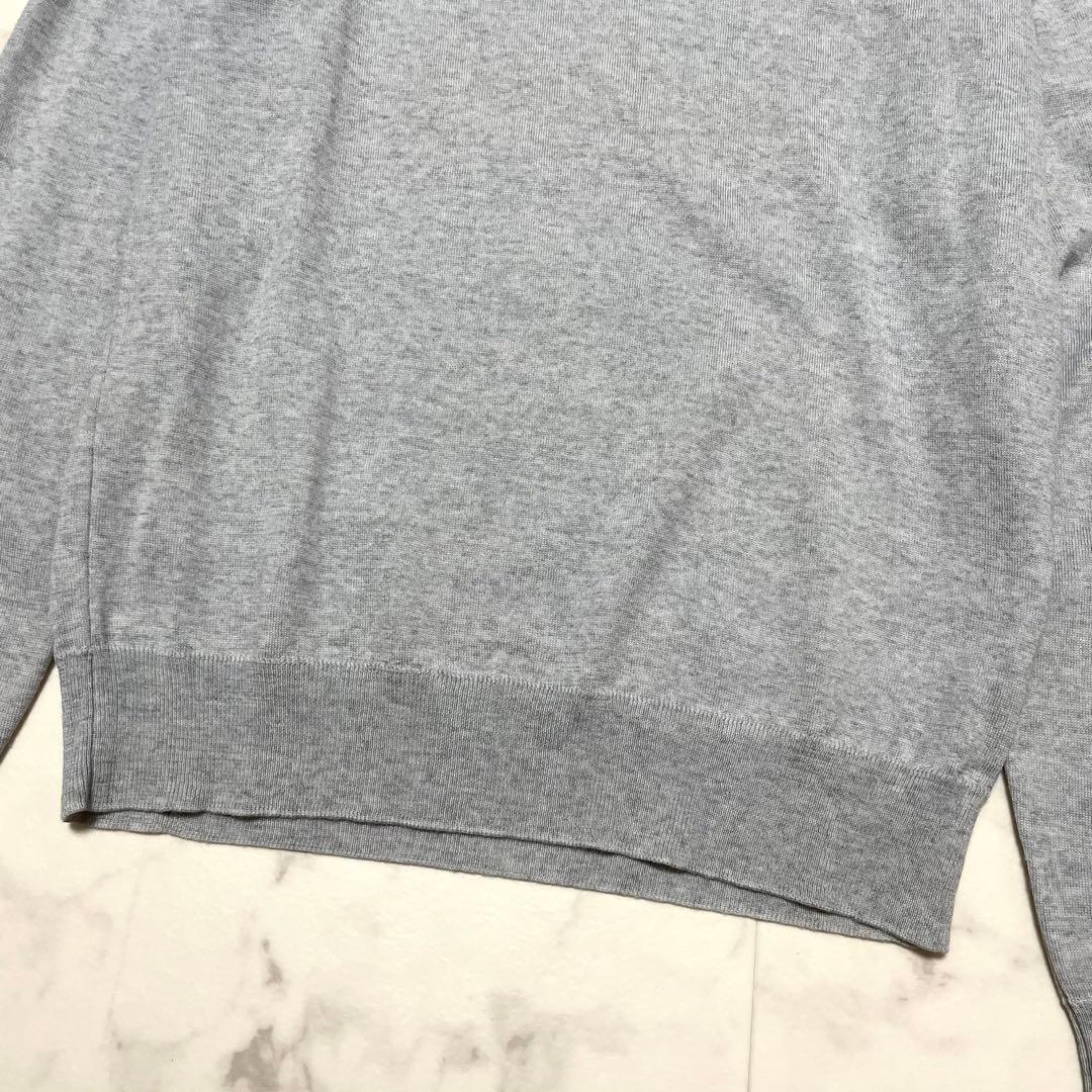 極美品 ジョンスメドレー 英国製 メリノウール クルーネックニット グレー S