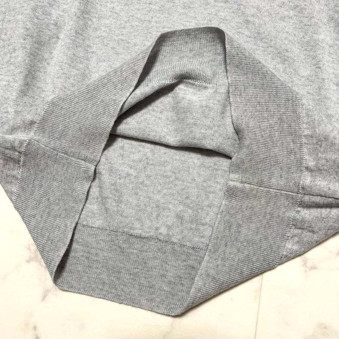 極美品 ジョンスメドレー 英国製 メリノウール クルーネックニット グレー S