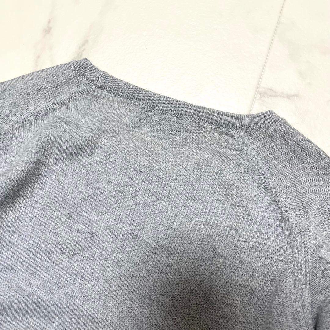 極美品 ジョンスメドレー 英国製 メリノウール クルーネックニット グレー S