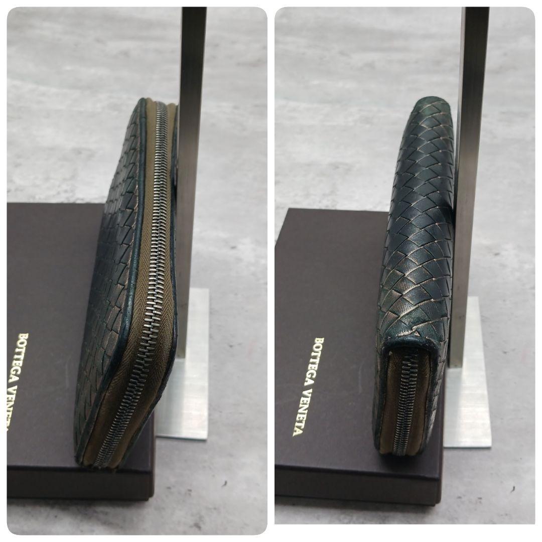 ✨美品✨ ボッテガヴェネタ イントレチャートラウンドジップ 長財布 黒 金