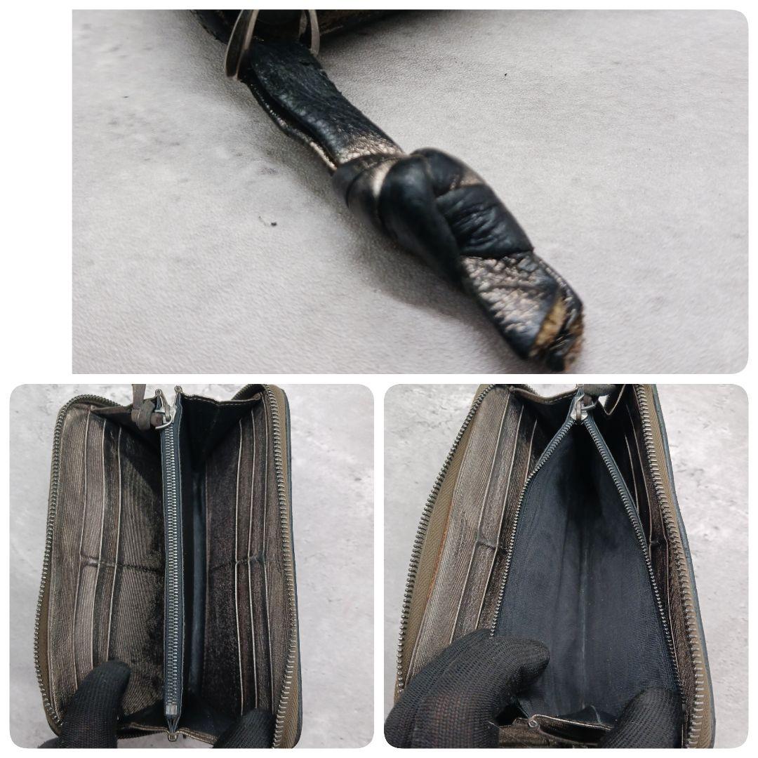 ✨美品✨ ボッテガヴェネタ イントレチャートラウンドジップ 長財布 黒 金