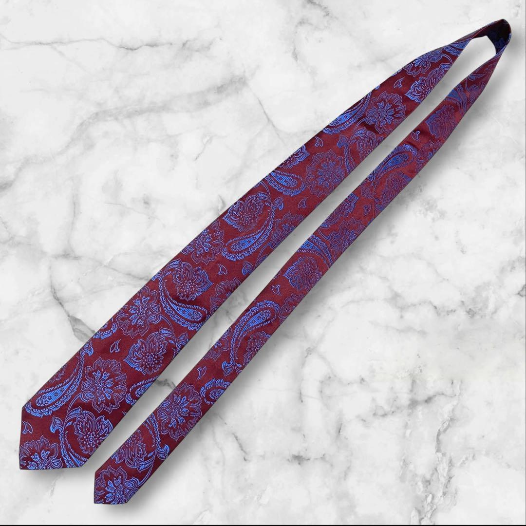 【極美品】Charvet 　ジャガード　ペイズリー柄　フランス製シルクネクタイ