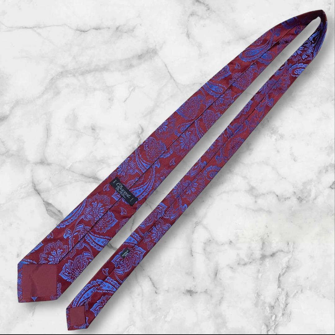 【極美品】Charvet 　ジャガード　ペイズリー柄　フランス製シルクネクタイ