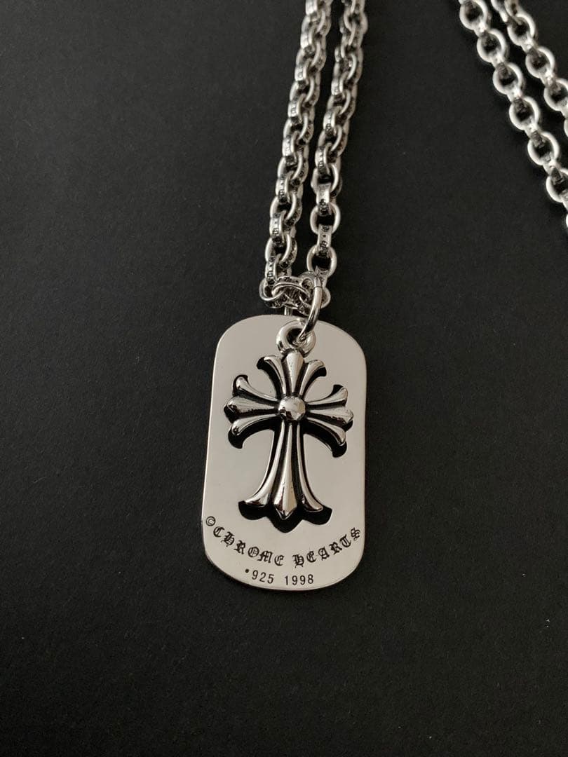 クロスドッグタグ　ペーパーチェーン　ネックレス