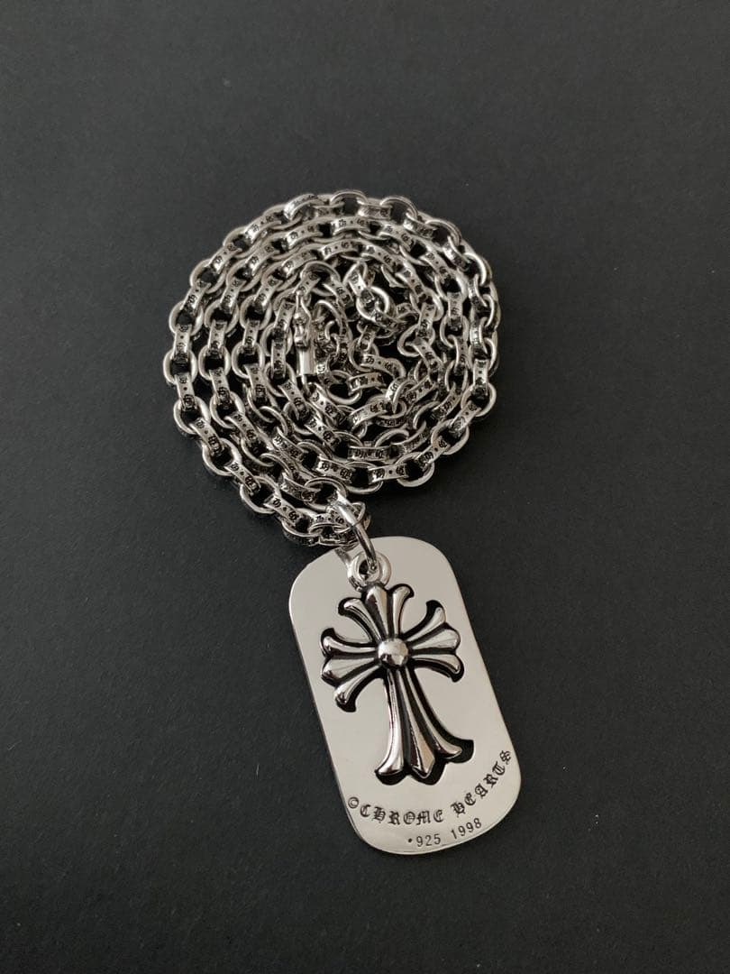 クロスドッグタグ　ペーパーチェーン　ネックレス