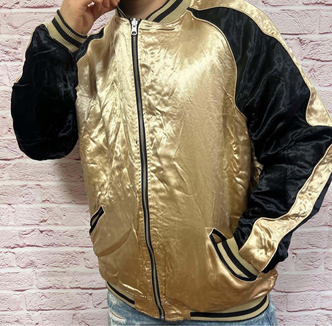 【☆圧巻の存在感☆】絡操魂 スカジャン XXL 黒 金 超激レア リバーシブル