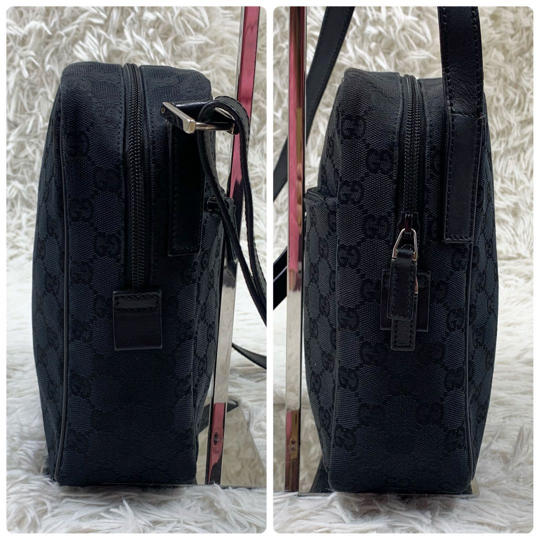 【✨極美品✨】グッチ ショルダーバッグ GGキャンバス レザー ブラック