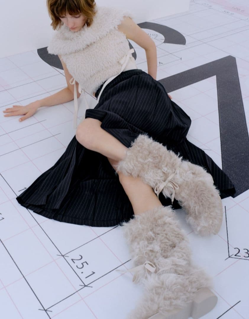 【新品 未使用】SNIDEL スナイデル レースアップファーブーツ Lサイズ 茶