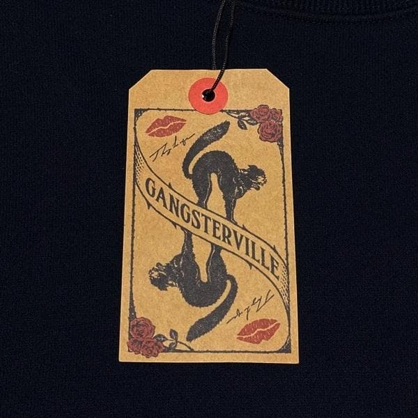 美品タグ付 GANGSTERVILLE ロゴクルーネックスウェット ブラック L