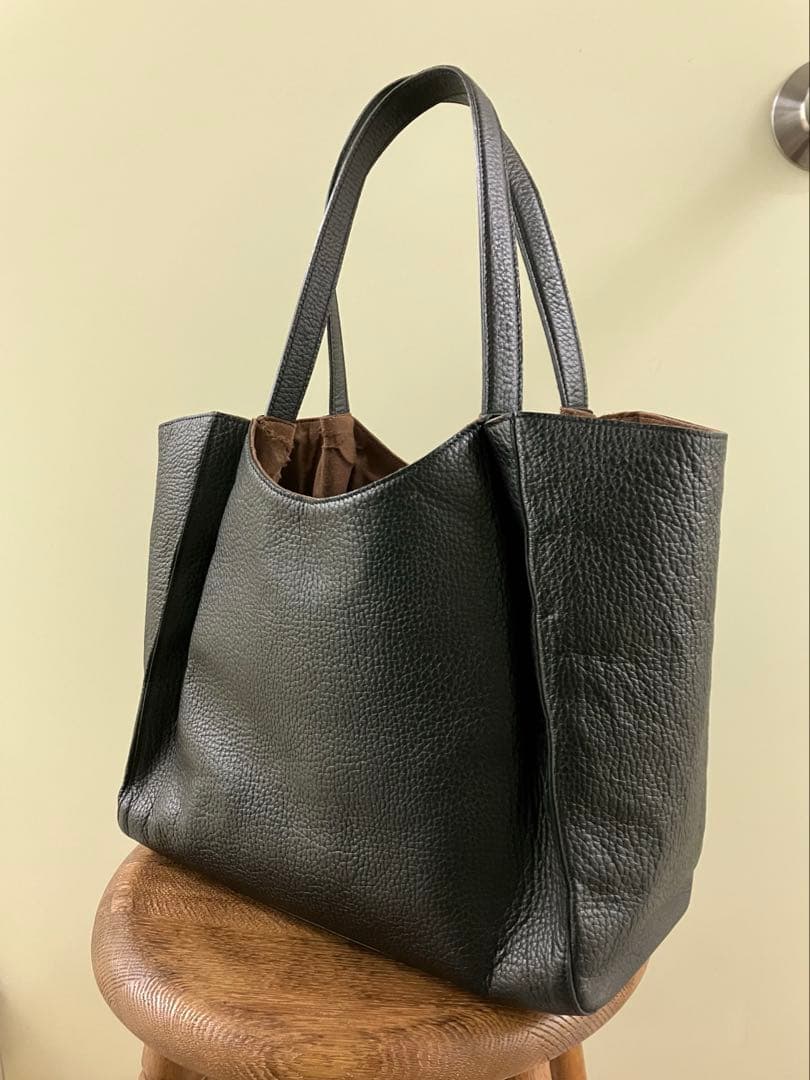 【THE WARMTHCRAFTS】BLACK シボ革 tote-BAG