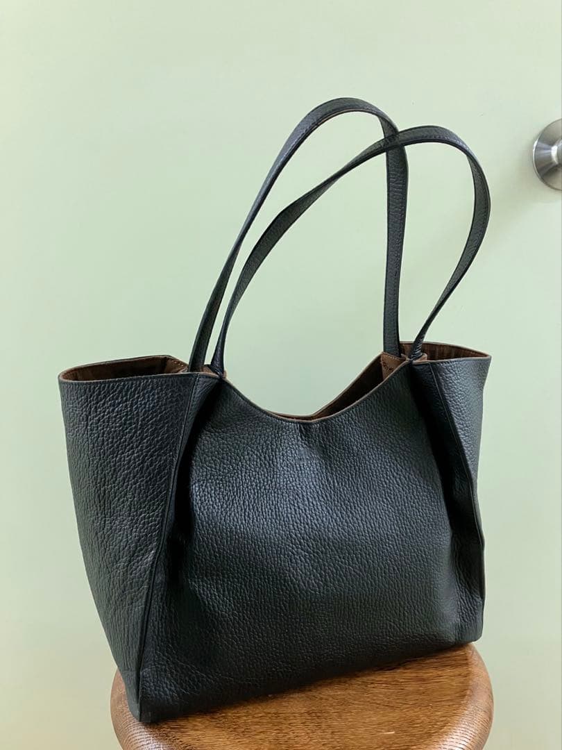 【THE WARMTHCRAFTS】BLACK シボ革 tote-BAG