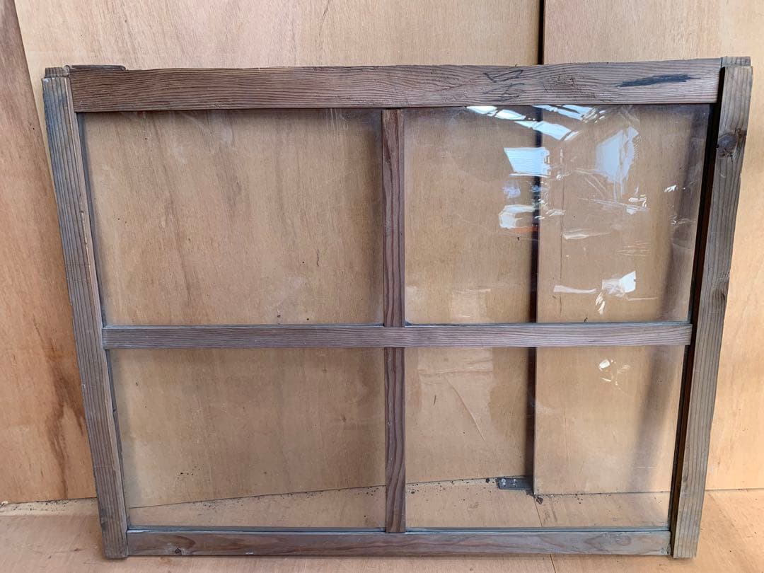 戦前　古い木枠ゆらゆらガラス戸4分割2枚組　建具古家具仕切り古民家