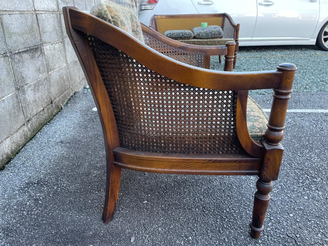 ★ カリモク コロニアル 一人掛け ソファ シングルソファ 古家具 昭和レトロ