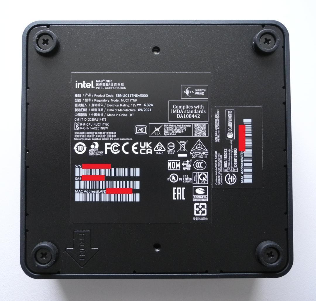 動作確認のみ　intel NUC11Pro i5-1135G7