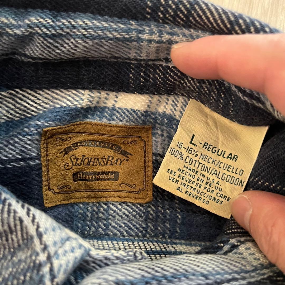 た*)様 90s/ST.JOHNS BAY/USA製/L/ネルシャツ/BIG M