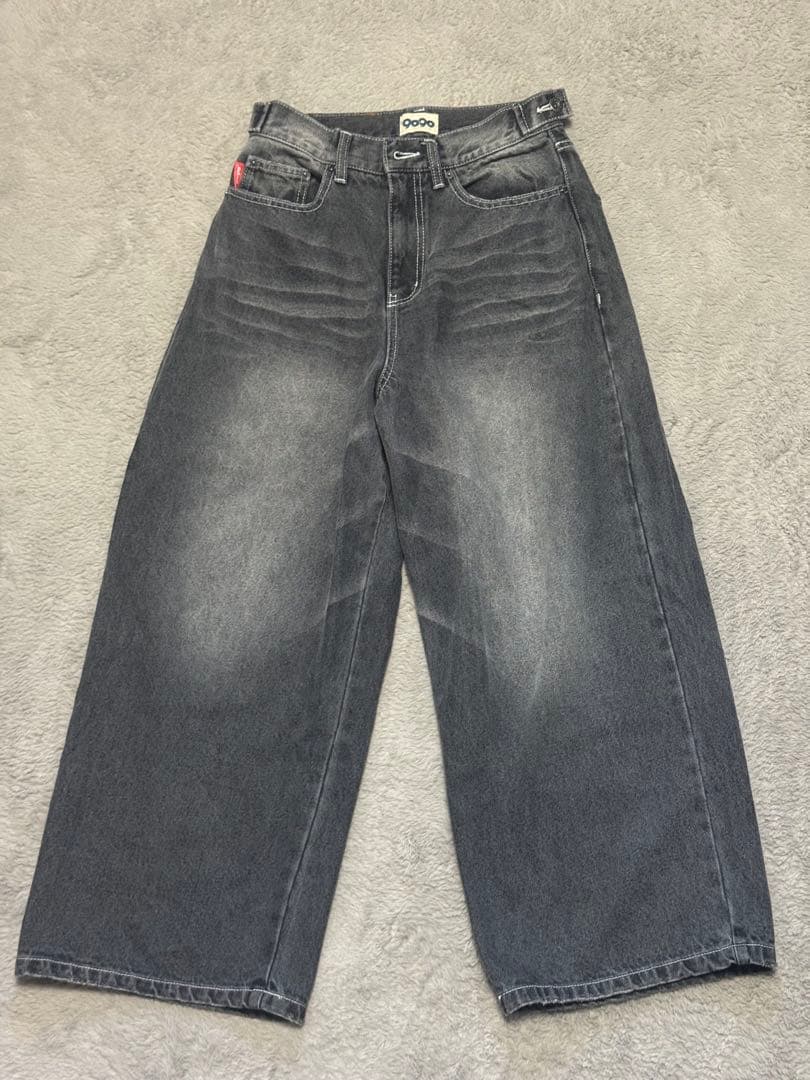 9090 バギーデニム ブラック ワイドデニム 完売品 S
